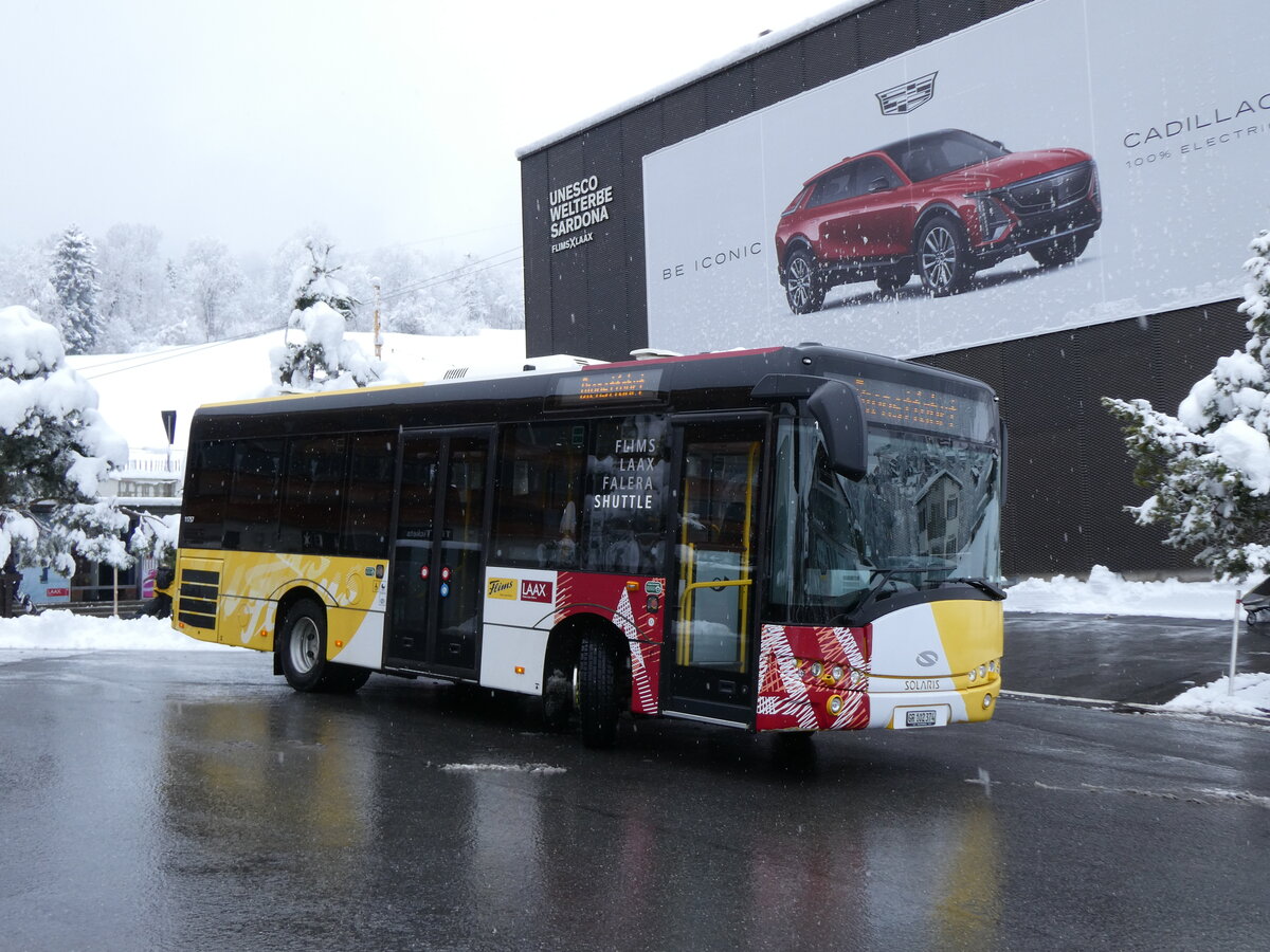 (272'865) - PostAuto Graub�nden - GR 102'374/PID 11'757 - Solaris am 14. M�rz 2025 in Flims, Bergbahnen