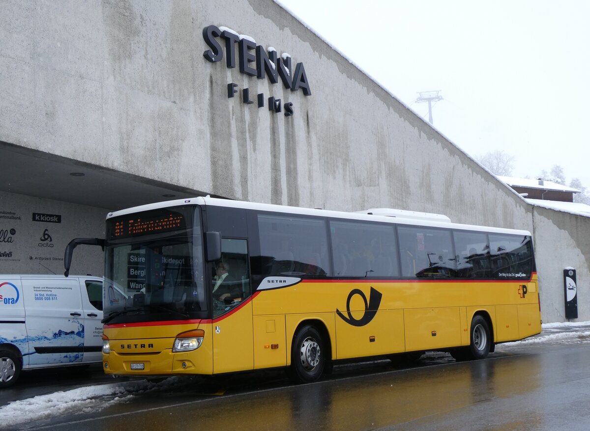 (272'886) - PostAuto Graubnden - GR 179'708/PID 11'301 - Setra am 14. Mrz 2025 in Flims, Bergbahnen