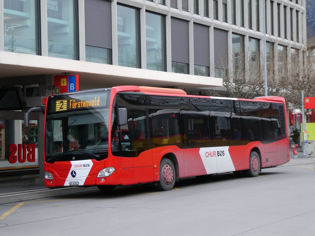(272'921) - Chur Bus, Chur - Nr. 7/GR 97'507 - Mercedes am 14. M�rz 2025 beim Bahnhof Chur