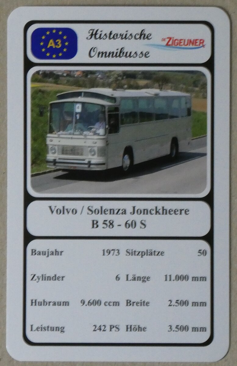 (273'038) - Quartett-Spielkarte mit Volvo / Solenza Jonckheere B 58 - 60 S von 1973 am 16. Mrz 2025 in Thun