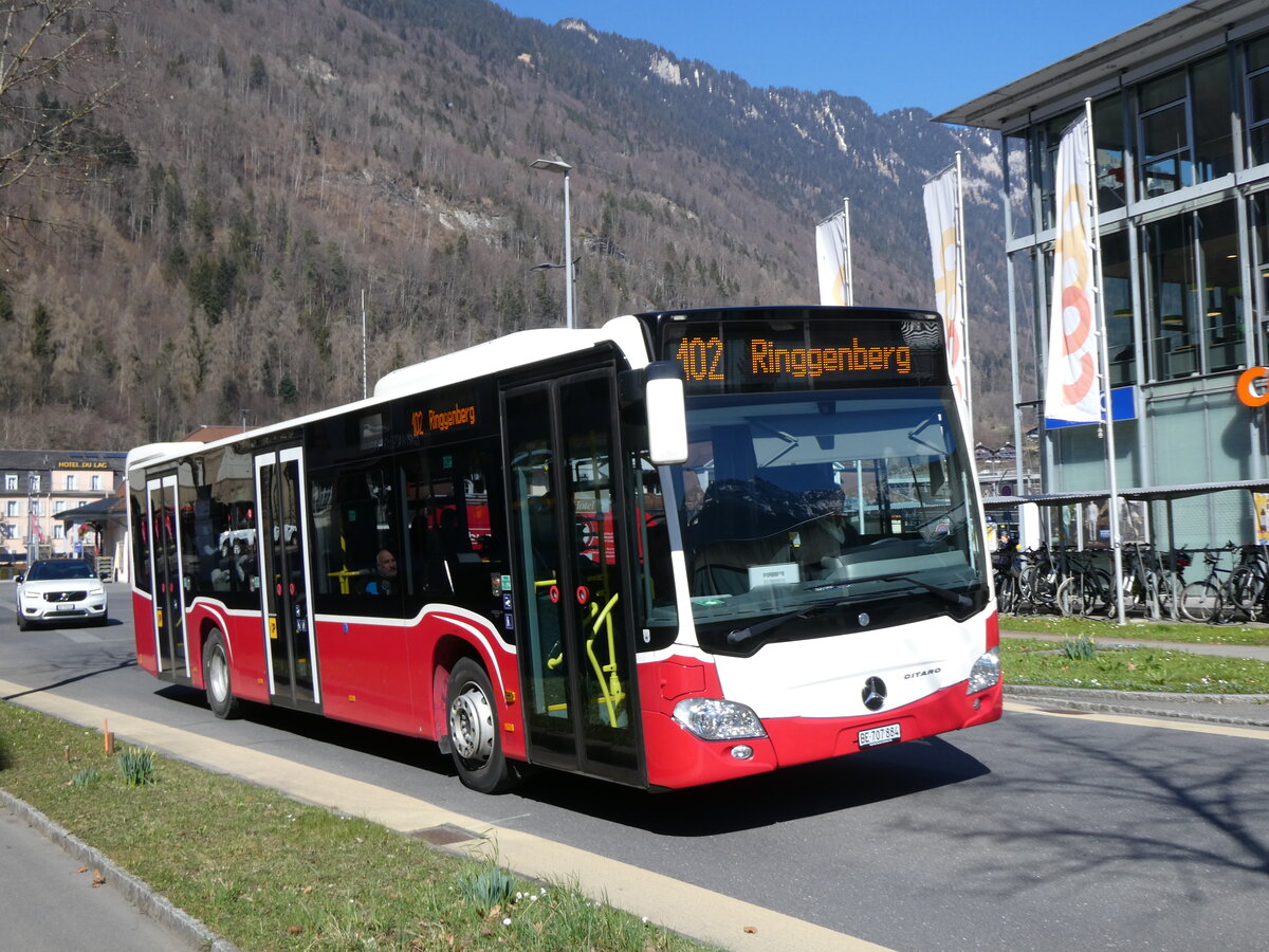 (273'073) - PostAuto Bern - BE 707'884/PID 12'414 - Mercedes (ex Wiener Linien, A-Wien Nr. 8154) am 18. M�rz 2025 beim Bahnhof Interlaken Ost