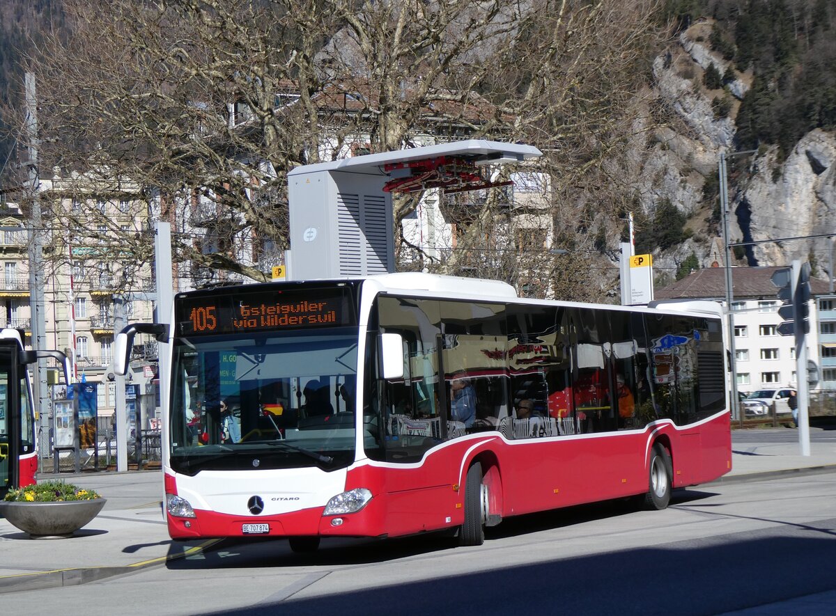 (273'086) - PostAuto Bern - BE 707'874/PID 12'319 - Mercedes (ex Wiener Linien, A-Wien Nr. 8163) am 20. Mrz 2025 beim Bahnhof Interlaken West