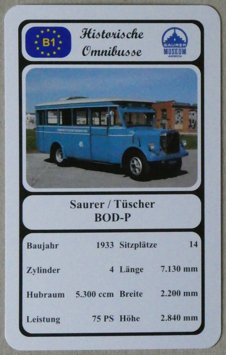 (273'137) - Quartett-Spielkarte mit Saurer / Tscher BOD-P von 1933 am 23. Mrz 2025 in Thun