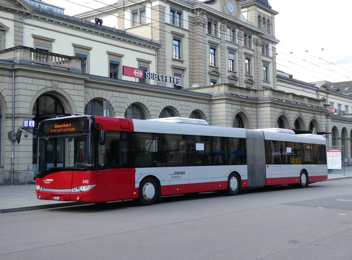 (273'178) - SW Winterthur - Nr. 348/ZH 766'348 - Solaris am 24. Mrz 2025 beim Hauptbahnhof Winterthur
