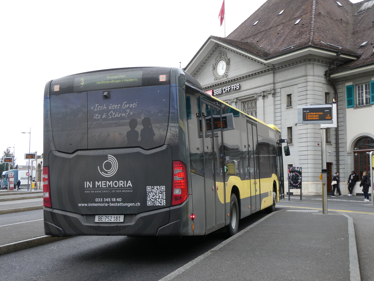 (273'181) - STI Thun - Nr. 181/BE 752'181 - Mercedes am 25. Mrz 2025 beim Bahnhof Thun