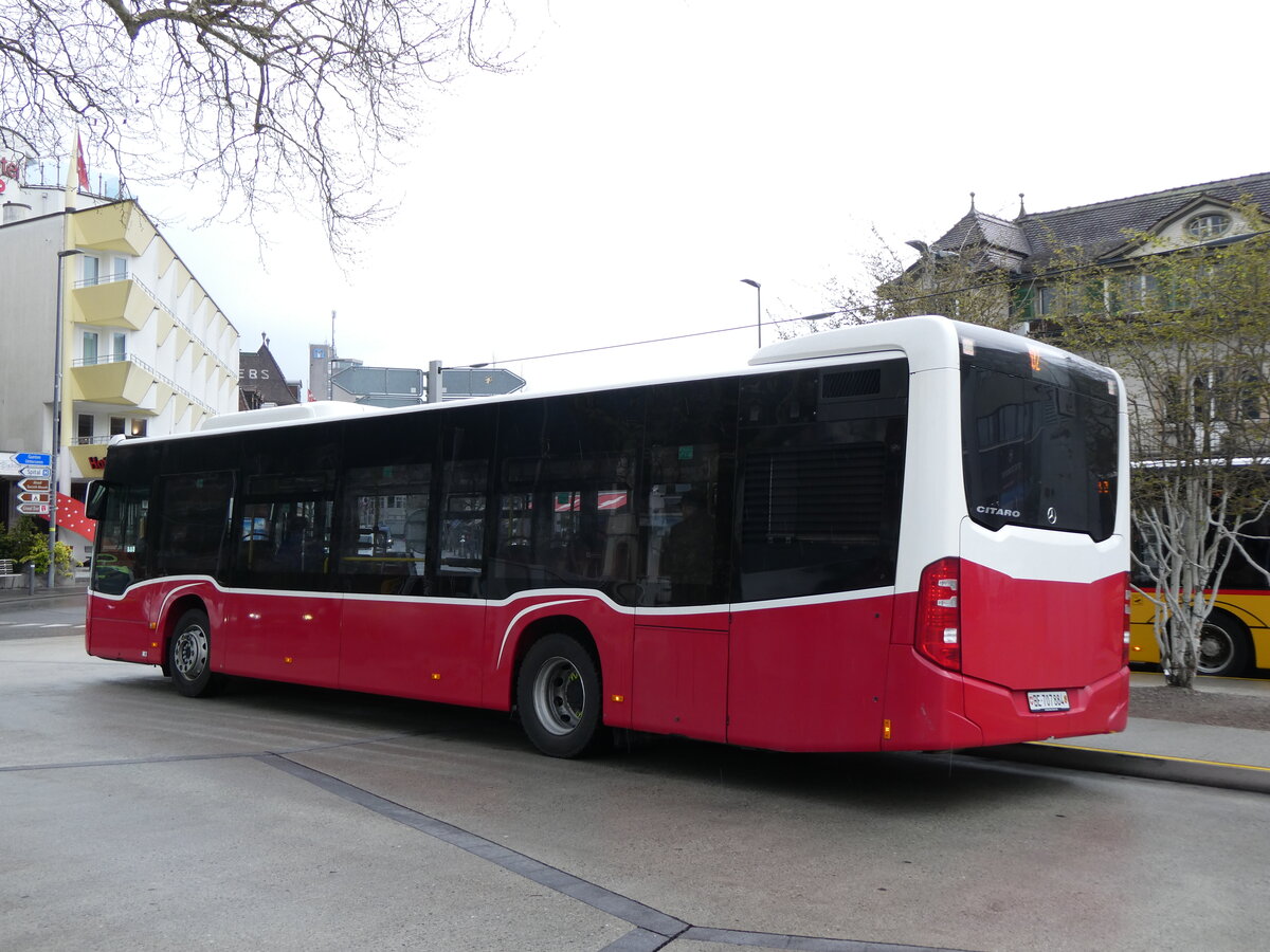 (273'189) - PostAuto Bern - BE 707'884/PID 12'414 - Mercedes (ex Wiener Linien, A-Wien Nr. 8154) am 26. Mrz 2025 beim Bahnhof Interlaken West