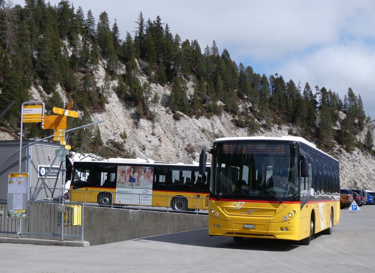 (273'222) - PostAuto Bern - BE 707'920/PID 11'459 - Volvo (ex Kbli, Gstaad BE 671'405; ex Kbli, Gstaad BE 21'779) am 27. Mrz 2025 in Col du Pillon, Glacier 3000