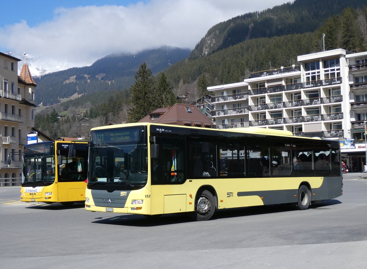 (273'259) - STI Thun - Nr. 152/BE 801'152 - MAN am 28. Mrz 2025 beim Bahnhof Grindelwald 