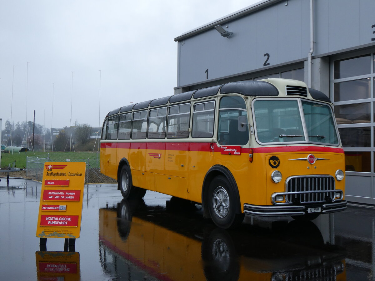 (273'315) - Stutz, Jonen - AG 6963 - FBW/R&J (ex Tanner&Lambach, Reigoldswil Nr. 2; ex Hunziker, R�schlikon; ex P 24'059; ex P 21'559) am 29. M�rz 2025 in Affoltern, Garage