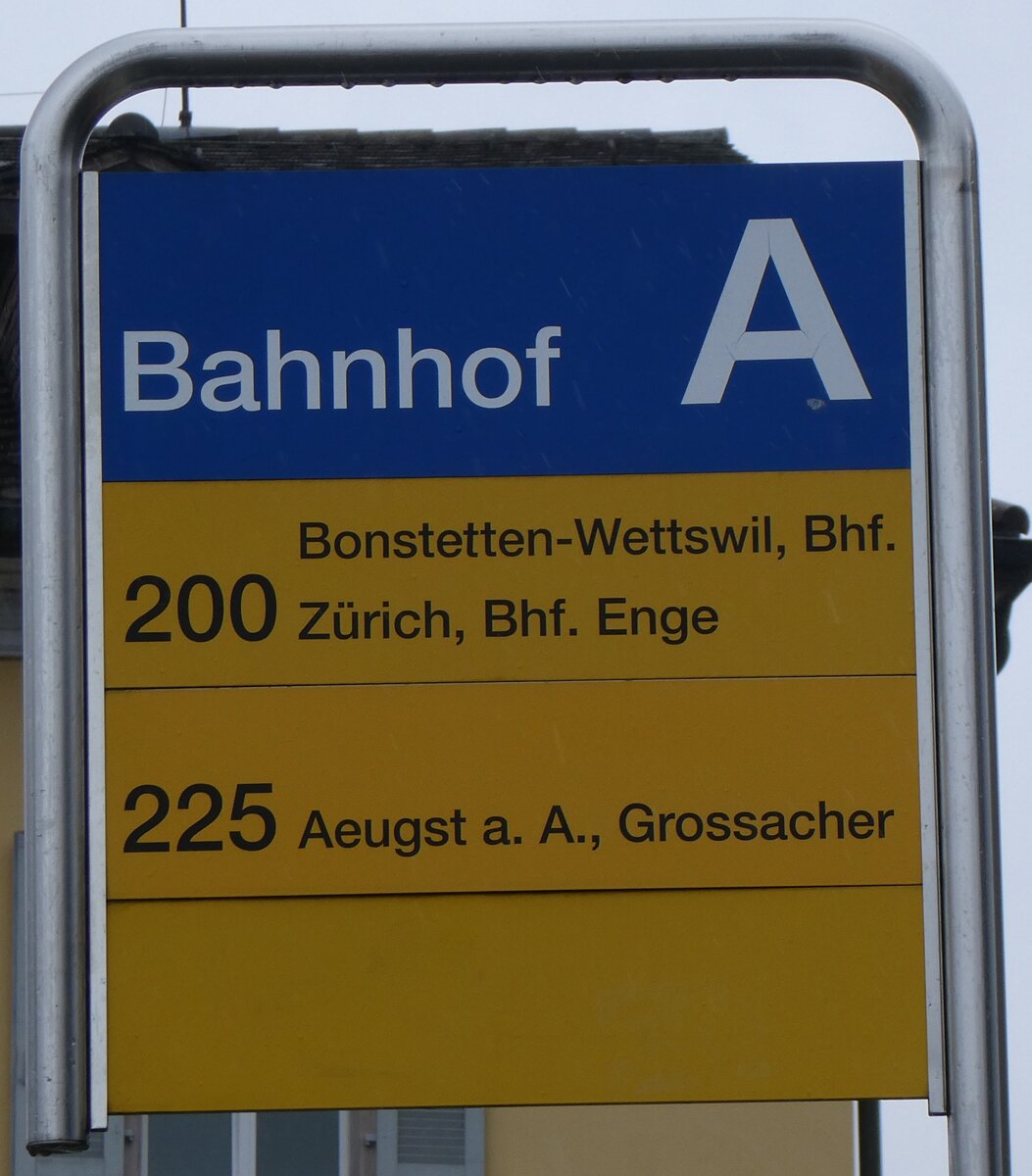 (273'358) - ZVV/PostAuto-Haltestellenschild - Affoltern, Bahnhof - am 29. Mrz 2025