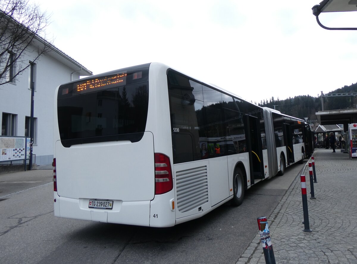 (273'434) - Eurobus, Arbon - Nr. 41/TG 239'027/PID 5330 - Mercedes (ex Nr. 14) am 31. Mrz 2025 beim Bahnhof Langnau