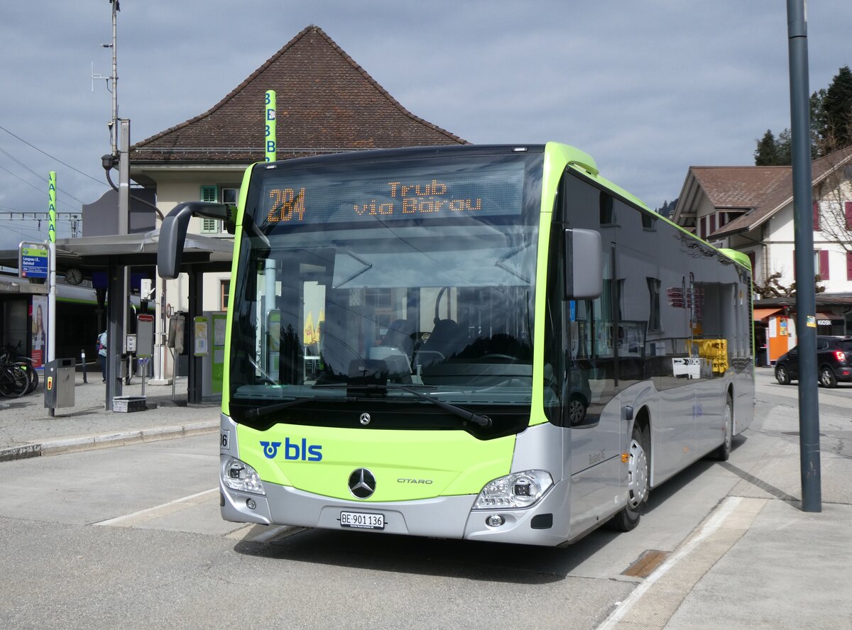 (273'447) - Busland, Burgdorf - Nr. 136/BE 901'136 - Mercedes am 31. Mrz 2025 beim Bahnhof Langnau