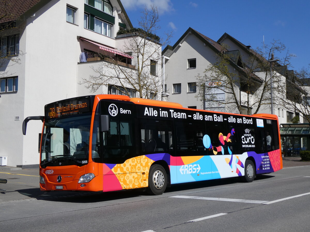 (273'473) - RBS Worblaufen - Nr. 3205/BE 717'305 - Mercedes (ex Nr. 5) am 31. Mrz 2025 beim Bahnhof Schnbhl