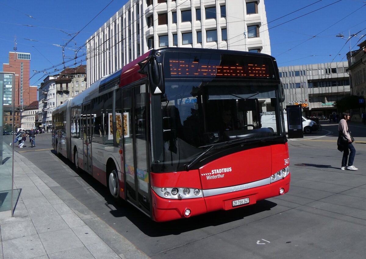 (273'493) - SW Winterthur - Nr. 347/ZH 766'347 - Solaris am 2. April 2025 beim Hauptbahnhof Winterthur