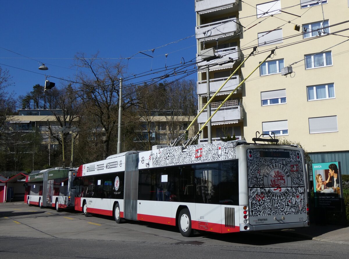 (273'516) - SW Winterthur - Nr. 122 - Hess/Hess Gelenktrolleybus am 2. April 2025 in Winterthur, Wlflingen