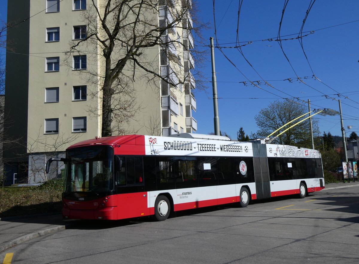 (273'518) - SW Winterthur - Nr. 122 - Hess/Hess Gelenktrolleybus am 2. April 2025 in Winterthur, Wlflingen