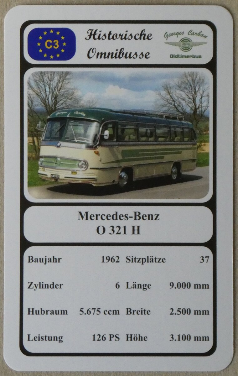 (273'762) - Quartett-Spielkarte mit Mercedes-Benz O 321 H von 1962 am 8. April 2025 in Thun