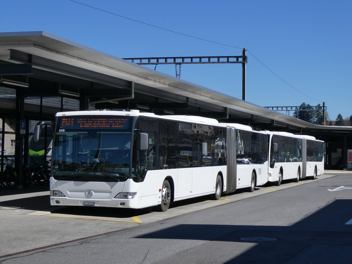 (273'830) - Eurobus, Arbon - Nr. 41/TG 239'027/PID 5330 - Mercedes (ex Nr. 14) am 11. April 2025 beim Bahnhof Schpfheim