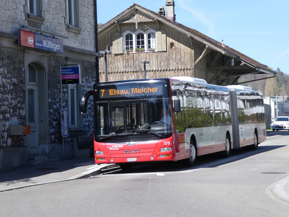 (273'896) - SW Winterthur - Nr. 378/ZH 926'378 - MAN am 12. April 2025 beim Bahnhof Winterthur Wlflingen