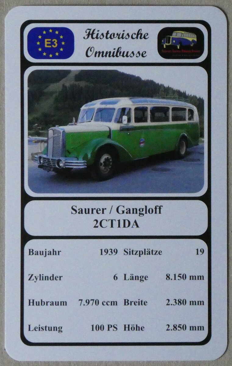 (274'047) - Quartett-Spielkarte mit Saurer / Gangloff 2CT1DA von 1939 am 18. April 2025 in Thun