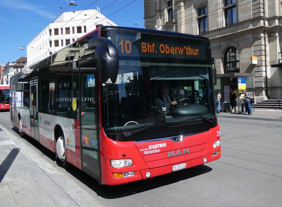 (274'080) - SW Winterthur - Nr. 234/ZH 329'234 - MAN am 19. April 2025 beim Hauptbahnhof Winterthur