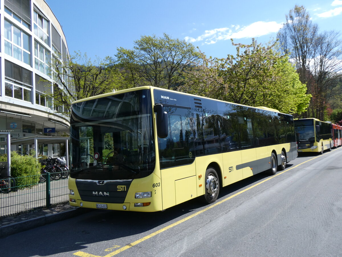 (274'144) - STI Thun - Nr. 603/BE 634'603 - MAN am 23. April 2025 bei der Schifflndte Thun
