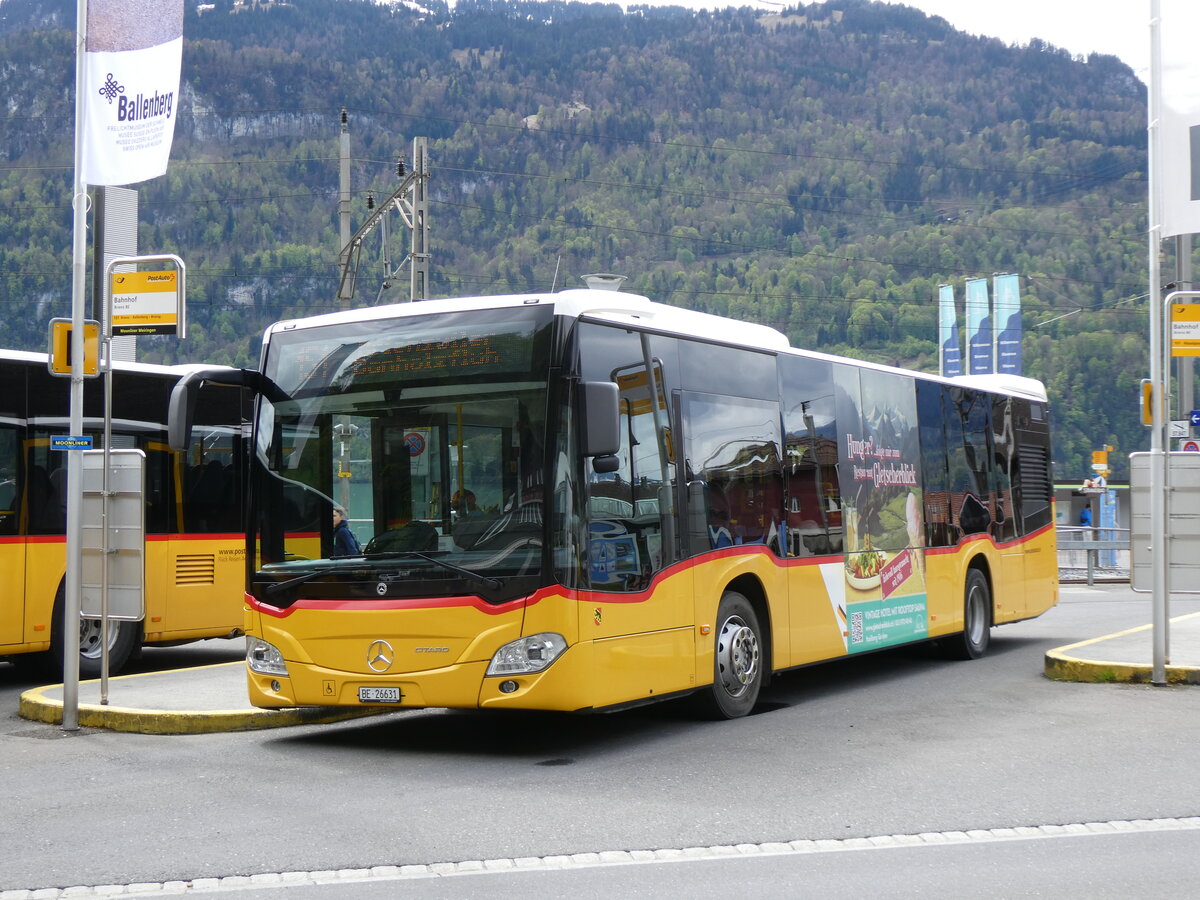 (274'175) - Flck, Brienz - Nr. 6/BE 26'631/PID 11'683 - Mercedes (ex PostAuto Bern) am 24. April 2025 beim Bahnhof Brienz