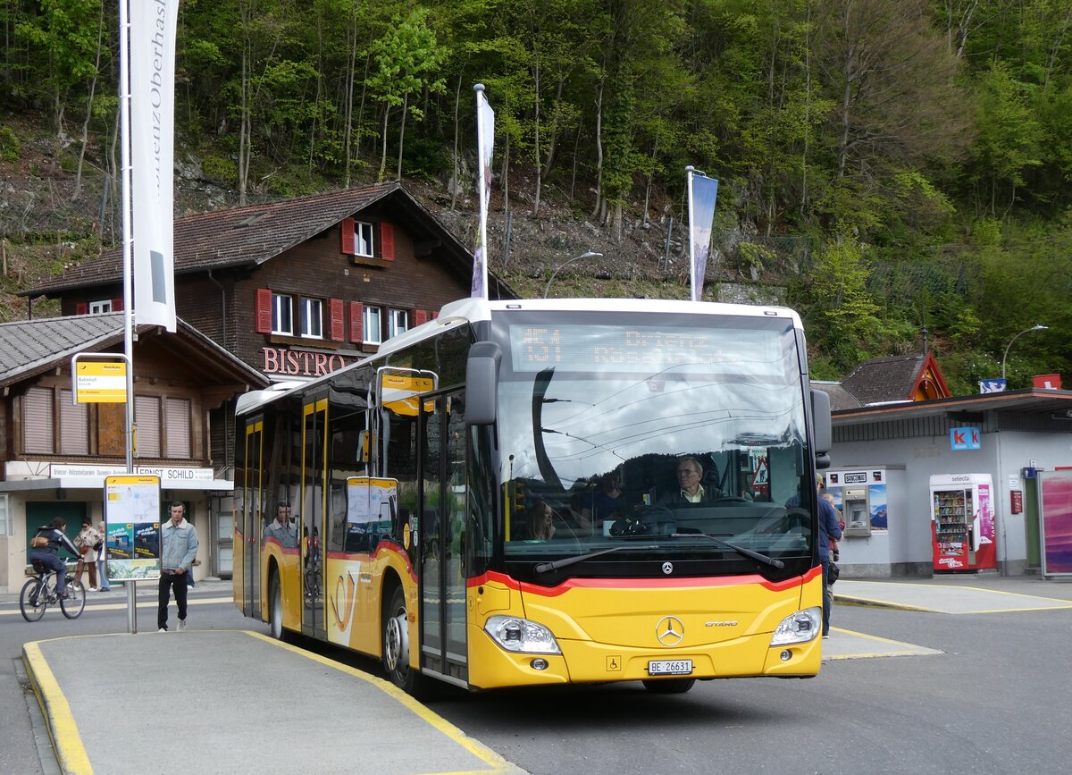 (274'183) - Flck, Brienz - Nr. 6/BE 26'631/PID 11'683 - Mercedes (ex PostAuto Bern) am 24. April 2025 beim Bahnhof Brienz