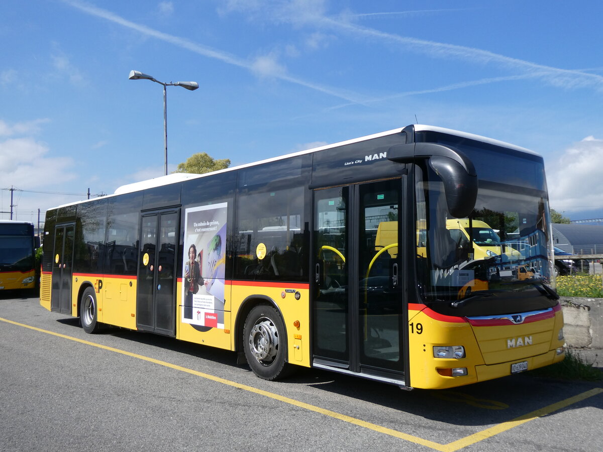 (274'236) - CarPostal Ouest - Nr. 19/VD 639'040/PID 10'094 - MAN (ex MOB Montreux Nr. 19; ex D�nser, Trimmis) am 26. April 2025 in Yverdon, Garage