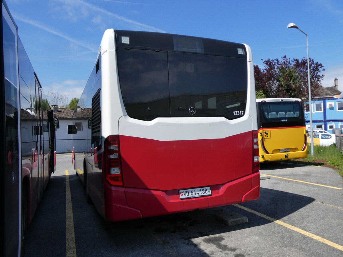 (274'243) - CarPostal Ouest - VD 644'188/PID 12'317 - Mercedes (ex Breuss, A-Rankweil; ex Wiener Linien, A-Wien Nr. 8134) am 26. April 2025 in Yverdon, Garage