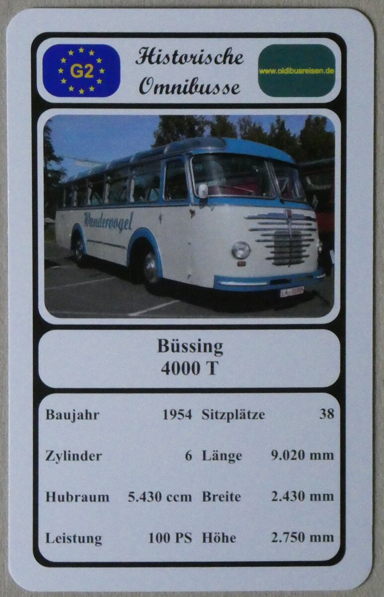 (274'303) - Quartett-Spielkarte mit Bssing 4000 T von 1954 am 27. April 2025 in Thun