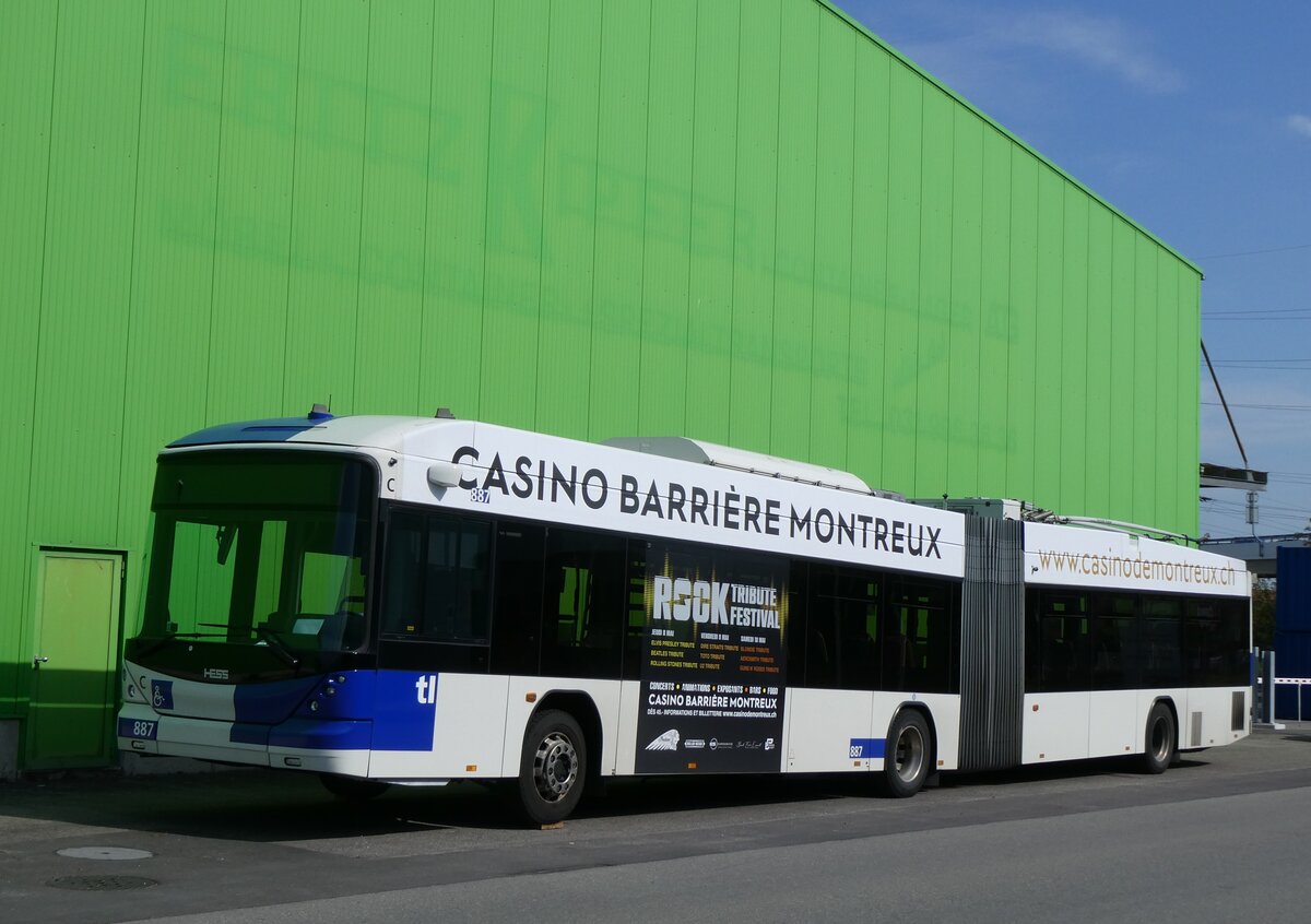 (274'308) - TL Lausanne - Nr. 887 - Hess/Hess Gelenktrolleybus am 27. April 2025 in Kerzers, Interbus