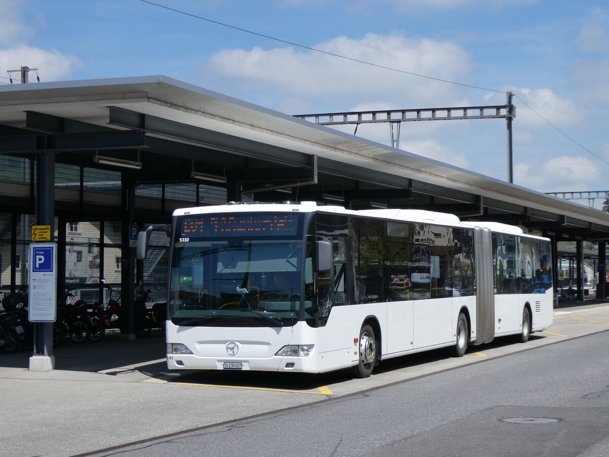 (274'348) - Eurobus, Arbon - Nr. 41/TG 239'027/PID 5330 - Mercedes (ex Nr. 14) am 28. April 2025 beim Bahnhof Schpfheim