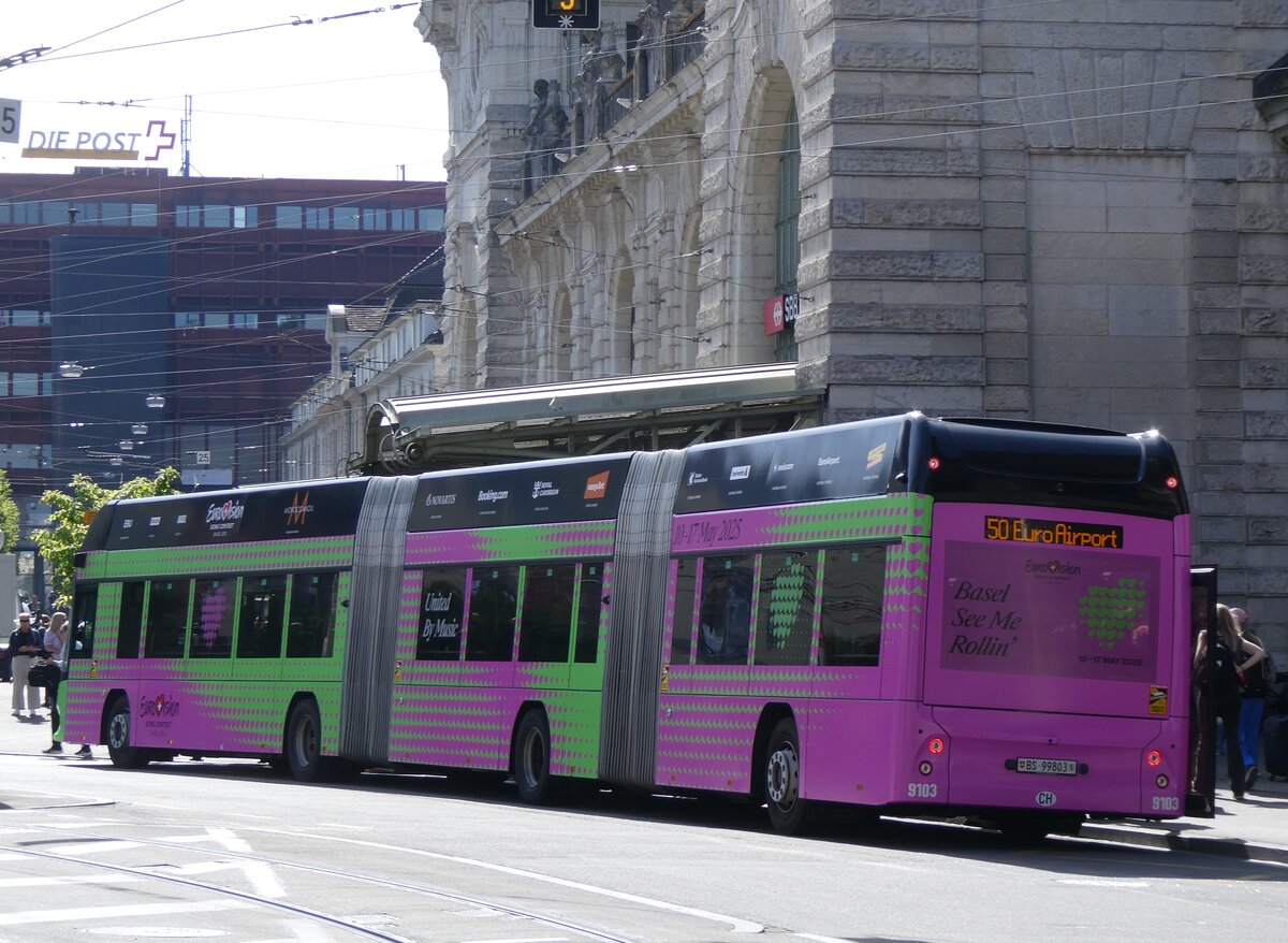 (274'407) - BVB Basel - Nr. 9103/BS 99'803 - eHess am 2. Mai 2025 beim Bahnhof Basel