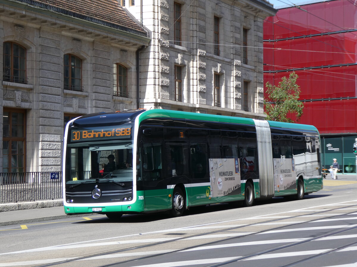 (274'408) - BVB Basel - Nr. 7125/BS 99'127 - eMercedes am 2. Mai 2025 beim Bahnhof Basel 