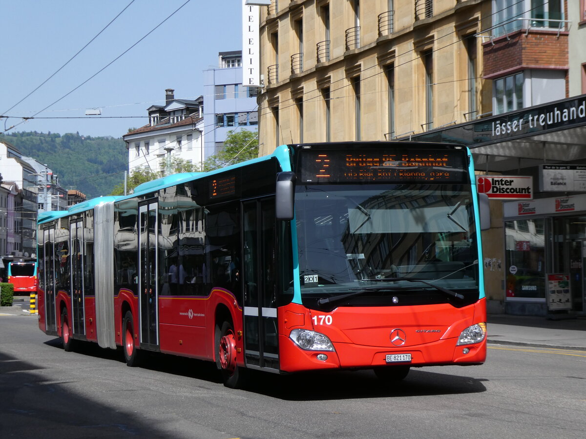 (274'493) - VB Biel - Nr. 170/BE 821'170 - Mercedes am 2. Mai 2025 beim Bahnhof Biel