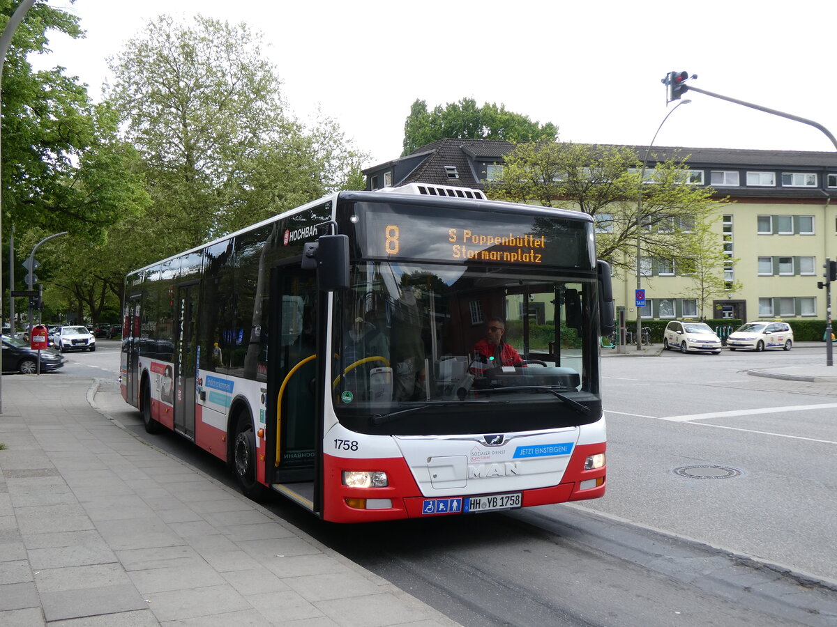 (275'073) - HHA Hamburg - Nr. 1758/HH-YB 1758 - MAN am 8. Mai 2025 in Hamburg, Wandsbek-Gartenstadt