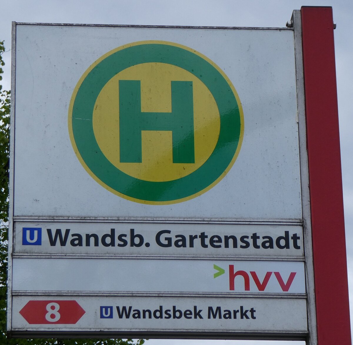 (275'078) - hvv-Haltestellenschild - Hamburg, Wandsb. Gartenstadt - am 8. Mai 2025