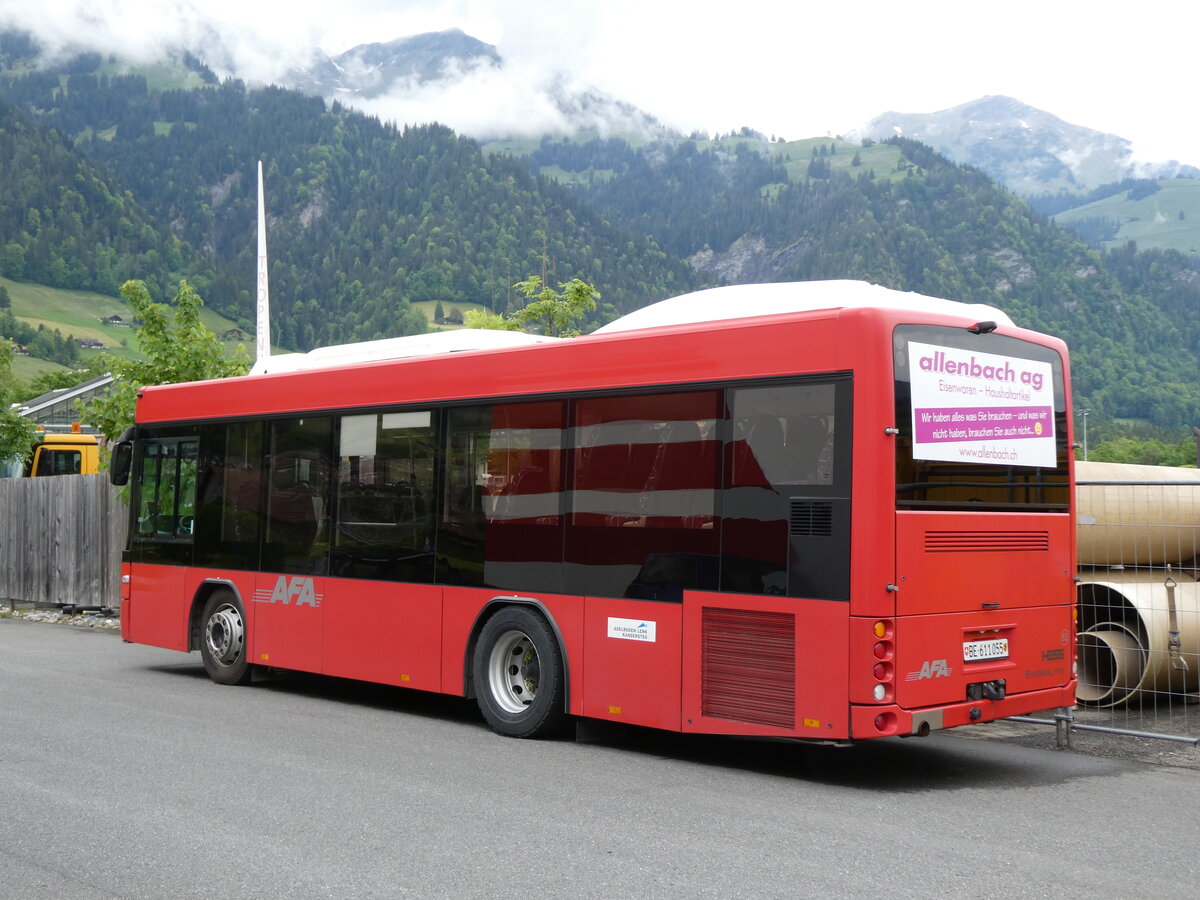 (275'728) - AFA Adelboden - Nr. 55/BE 611'055 - Scania/Hess am 21. Mai 2025 in Frutigen, Garage