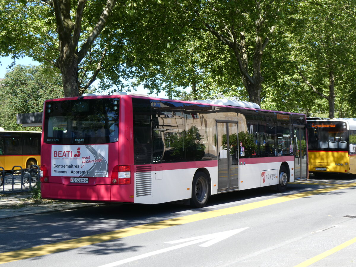 (275'986) - TRAVYS Yverdon - Nr. 108/VD 550'260 - MAN am 30. Mai 2025 beim Bahnhof Yverdon