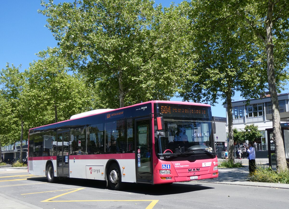 (276'015) - TRAVYS Yverdon - Nr. 224/VD 1218 - MAN am 30. Mai 2025 beim Bahnhof Yverdon