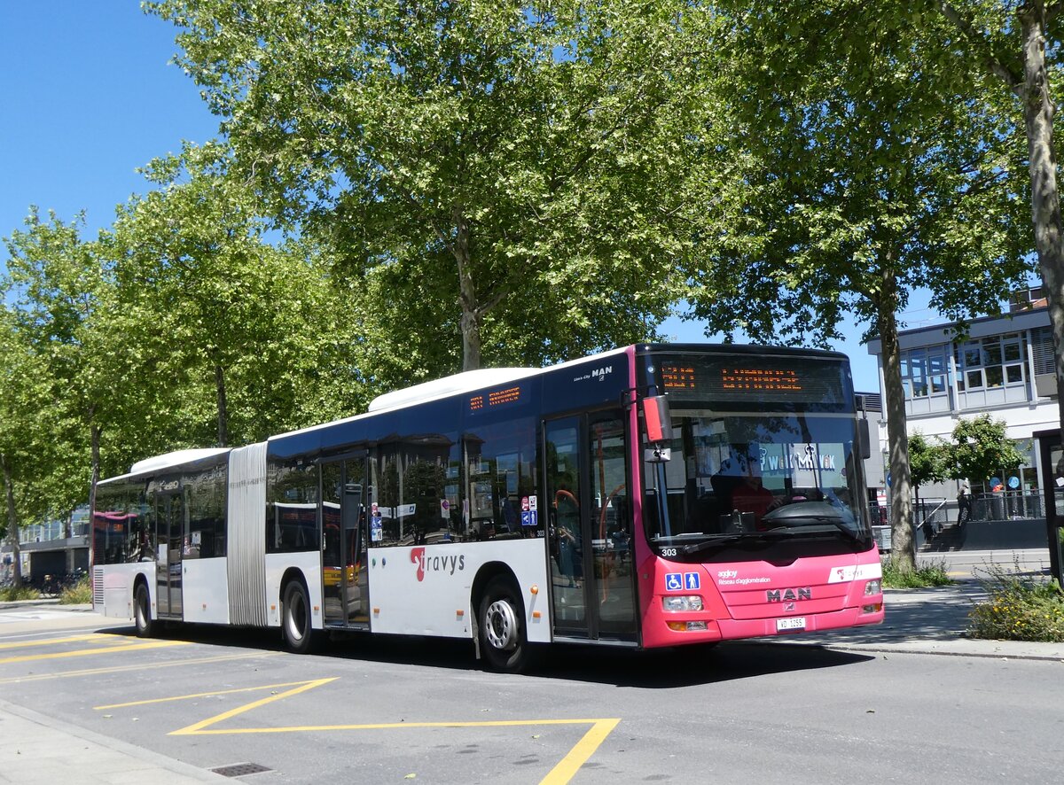 (276'020) - TRAVYS Yverdon - Nr. 303/VD 1255 - MAN am 30. Mai 2025 beim Bahnhof Yverdon