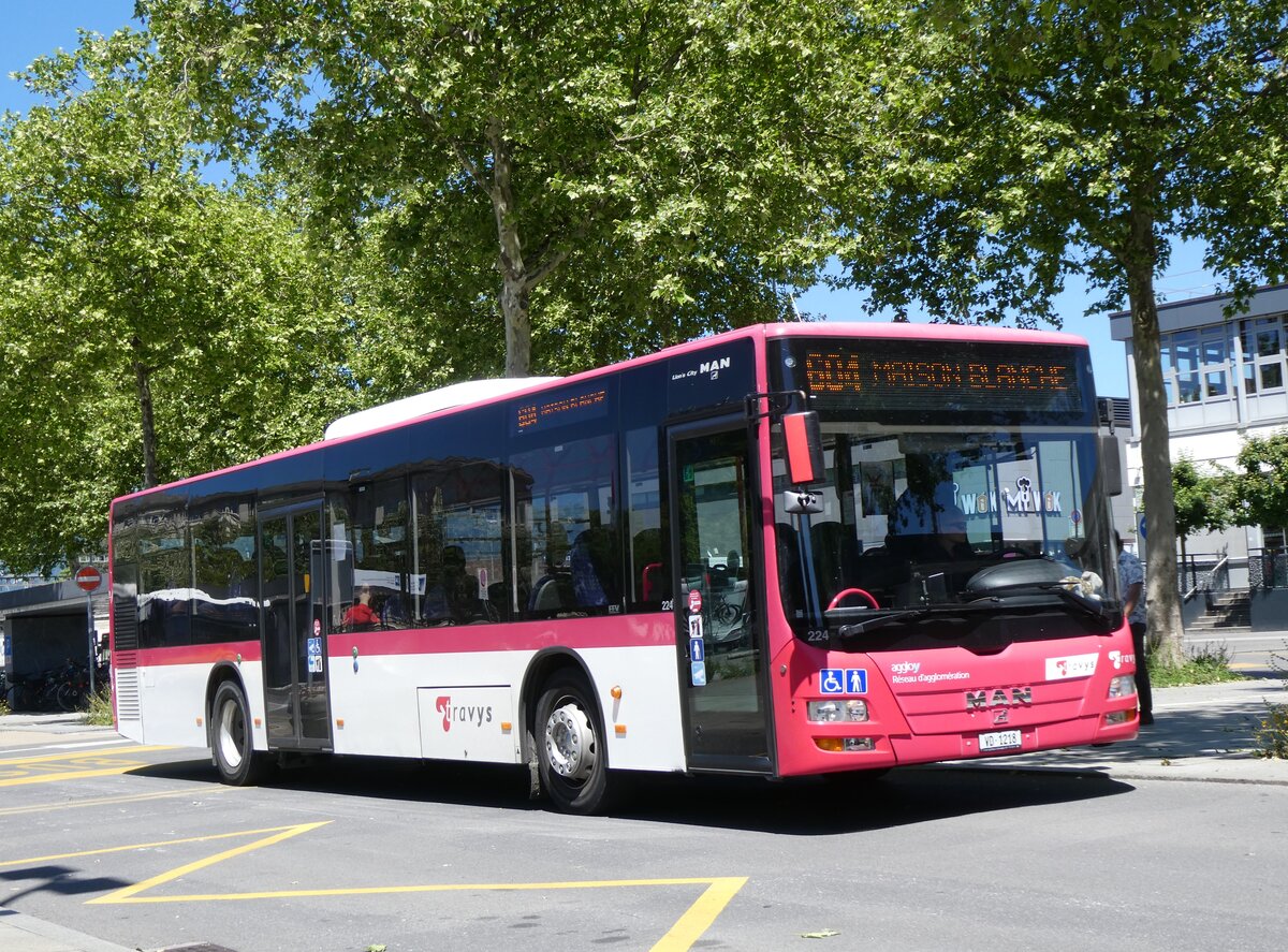 (276'040) - TRAVYS Yverdon - Nr. 224/VD 1218 - MAN am 30. Mai 2025 beim Bahnhof Yverdon