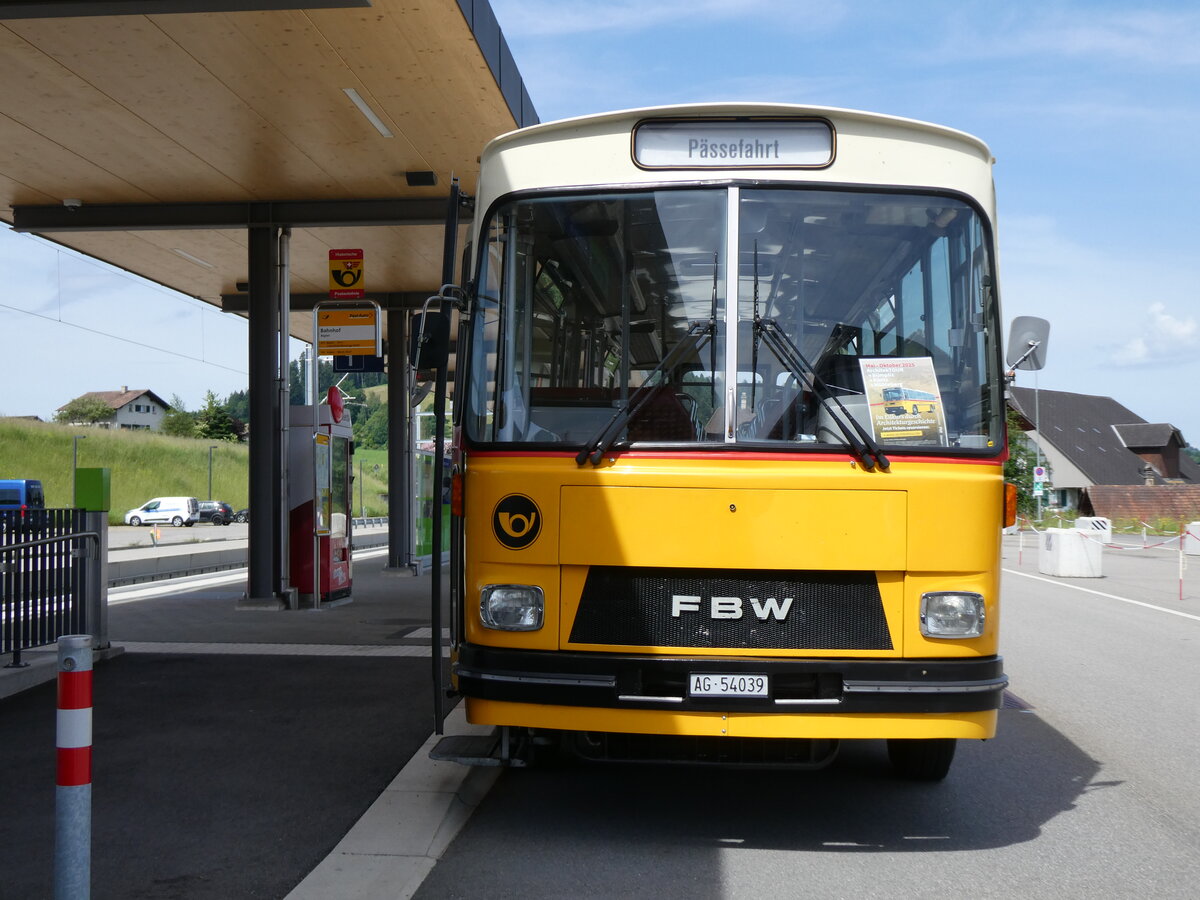 (276'184) - Birchler, Remetschwil - AG 54'039 - FBW/T�scher (ex Gerber, Winkel; ex Eggenberger, M�riken; ex Tanner, Bubendorf; ex P 24'803) am 1. Juni 2025 beim Bahnhof Biglen