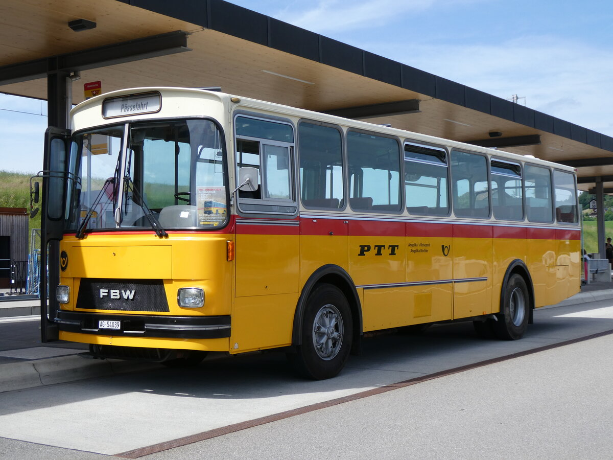 (276'187) - Birchler, Remetschwil - AG 54'039 - FBW/Tscher (ex Gerber, Winkel; ex Eggenberger, Mriken; ex Tanner, Bubendorf; ex P 24'803) am 1. Juni 2025 beim Bahnhof Biglen
