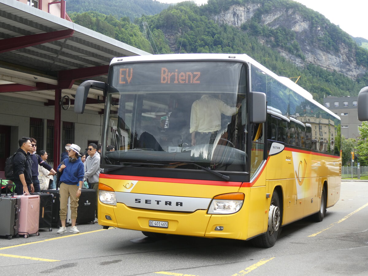 (276'470) - PostAuto Bern - BE 401'465/PID 4715 - Setra (ex AVG Meiringen Nr. 65) am 7. Juni 2025 in Meiringen, Postautostation