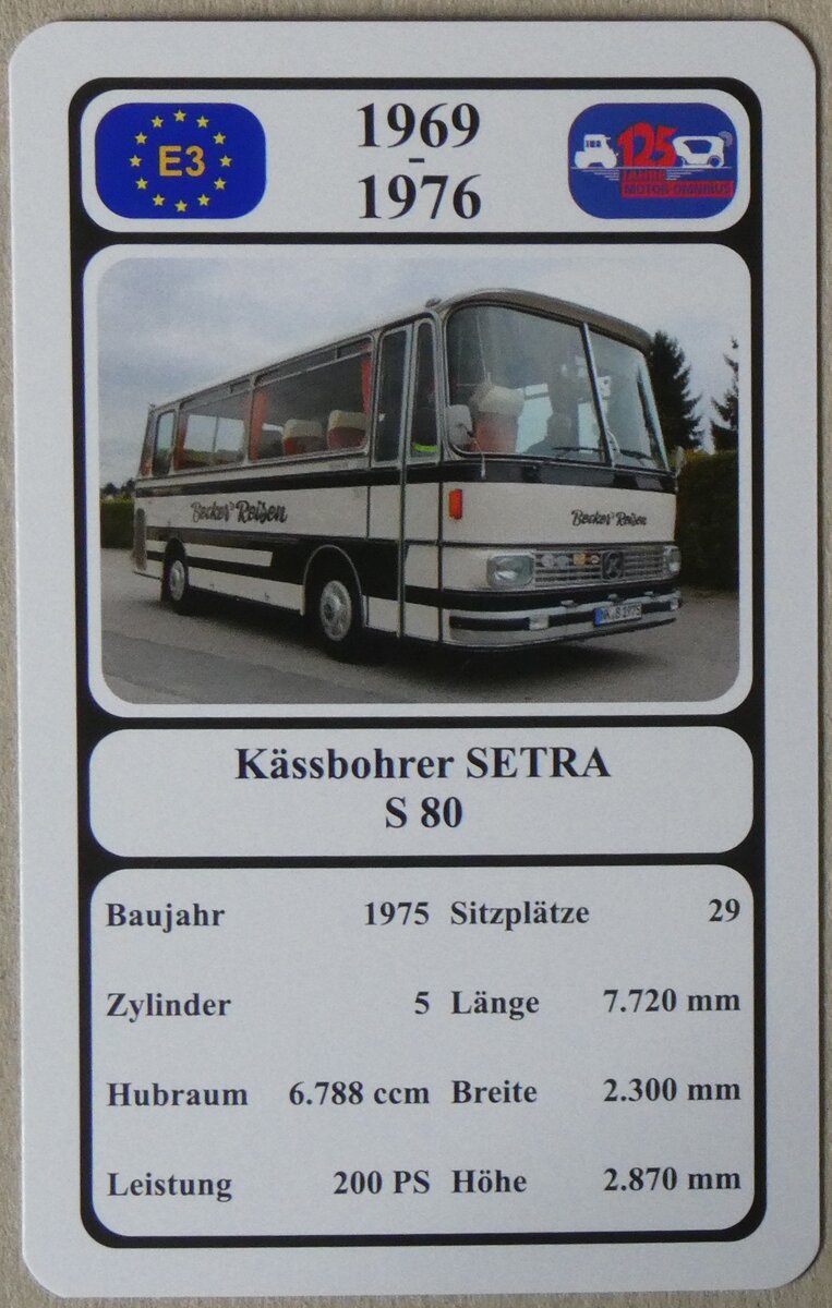 (276'489) - Quartett-Spielkarte mit Kssbohrer SETRA S 80 von 1975 am 8. Juni 2025 in Thun