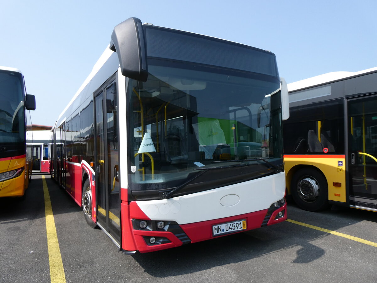 (276'517) - Aus Oesterreich: PostBus - MN 04'591 (BD 15'711) - Solaris am 9. Juni 2025 in Kerzers, Interbus (deutsches Kennzeichen)