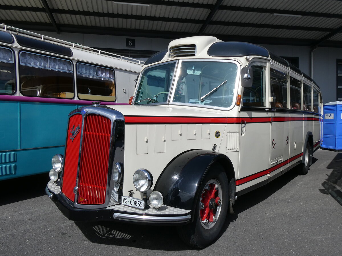 (276'625) - GBS, Susten - VS 60'855 - Saurer/Lauber (ex Evasion, St-Maurice; ex Zumwald, Fribourg; ex Leu, Arosa; ex Schett, Sargans; ex P 23'165; ex P 2252) am 14. Juni 2025 in Aigle, Kolly SA