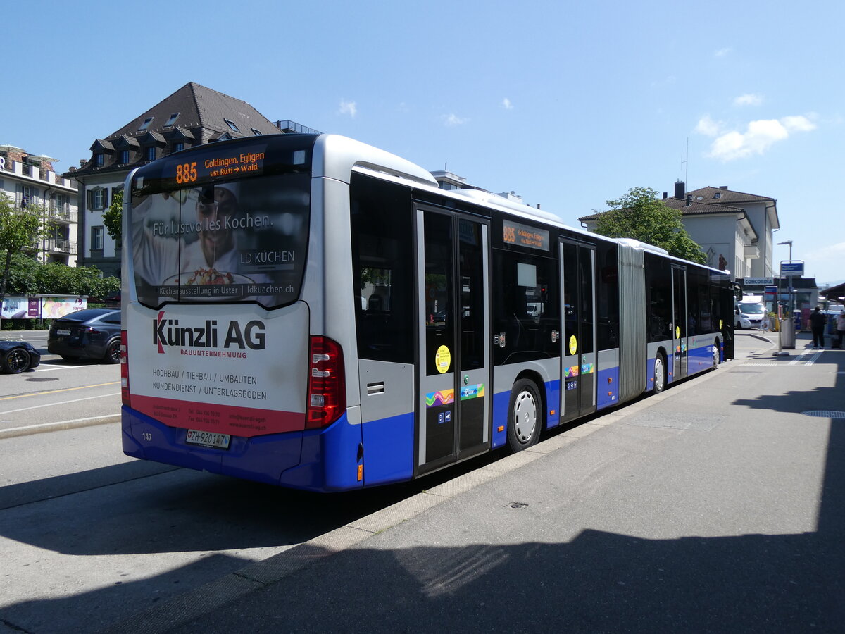 (276'801) - VZO Grningen - Nr. 147/ZH 920'147 - Mercedes am 17. Juni 2025 beim Bahnhof Rapperswil 